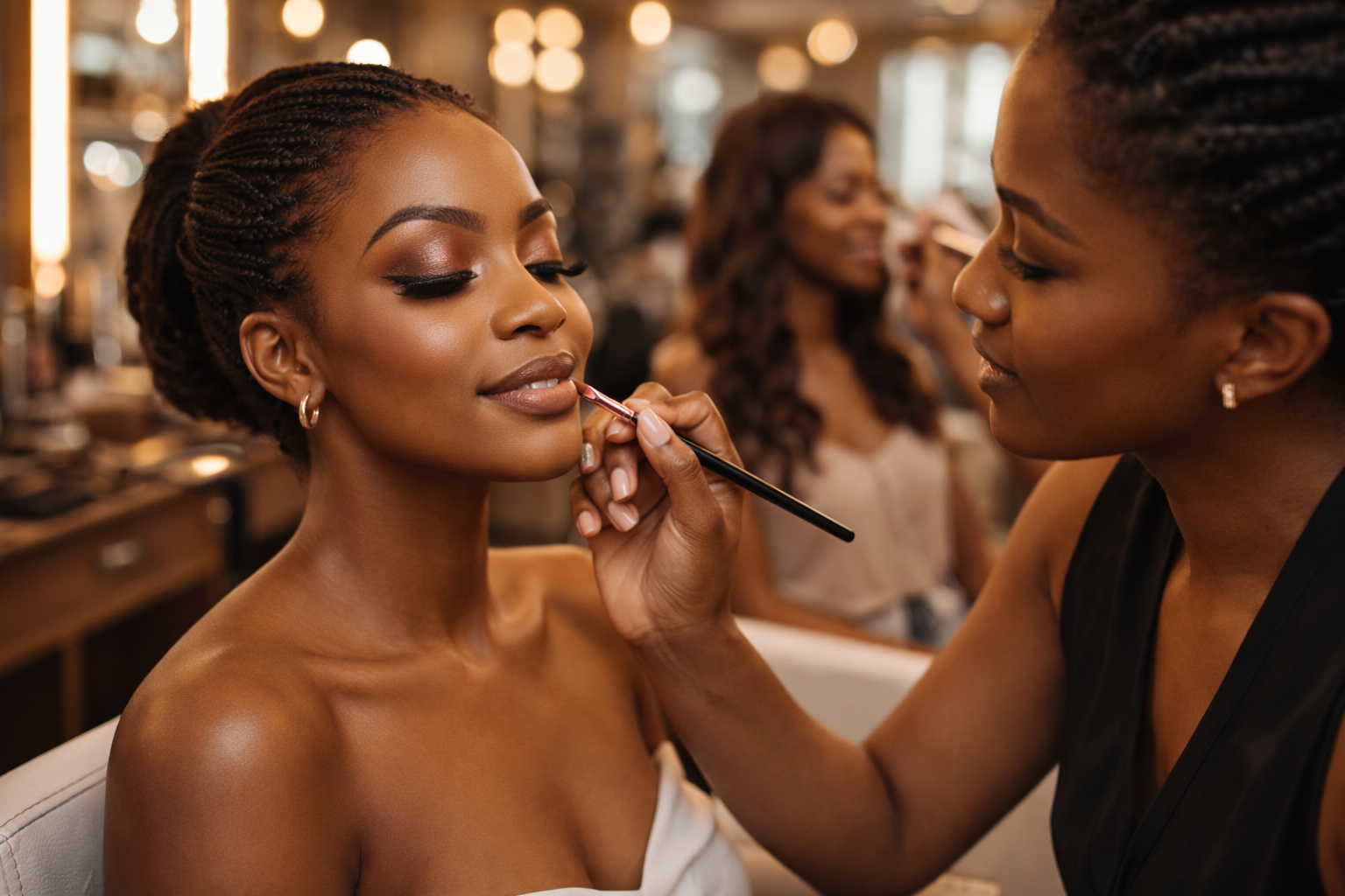 African women getting makeup
